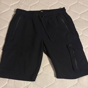 Benjamin Black Men's Black Performance Cargo Shorts - Drawstring Waist